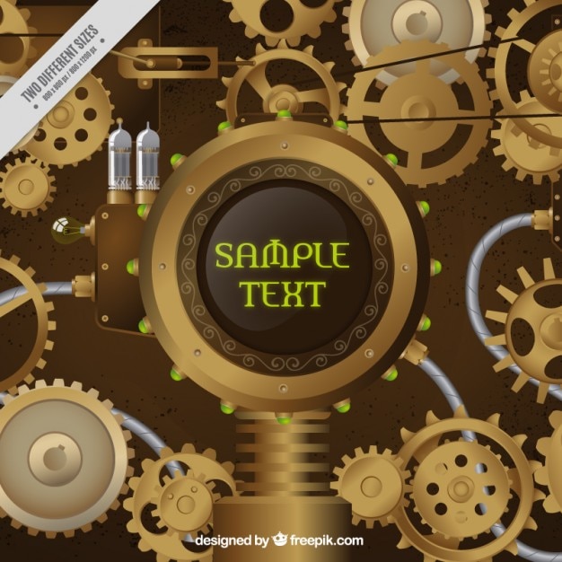 Free Vector mechanism in steampunk style