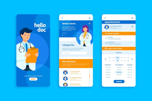 Medical booking app concept