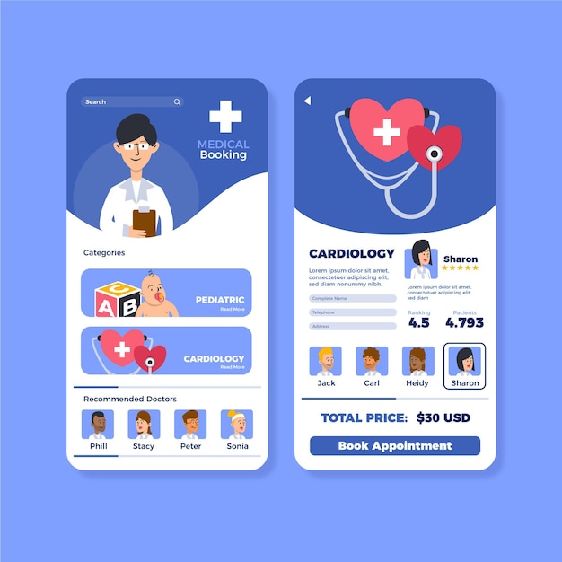 Medical booking app concept