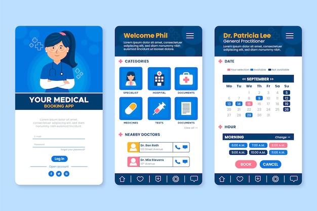 Medical booking app concept