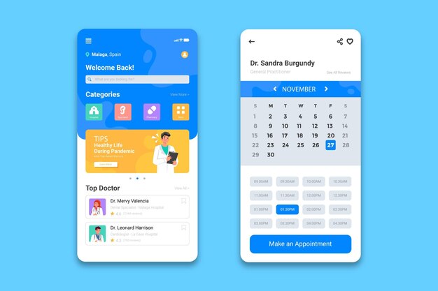 Medical booking app concept