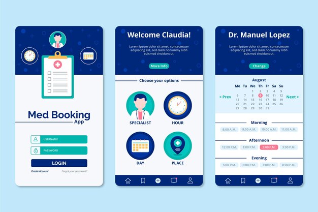 Medical booking app concept