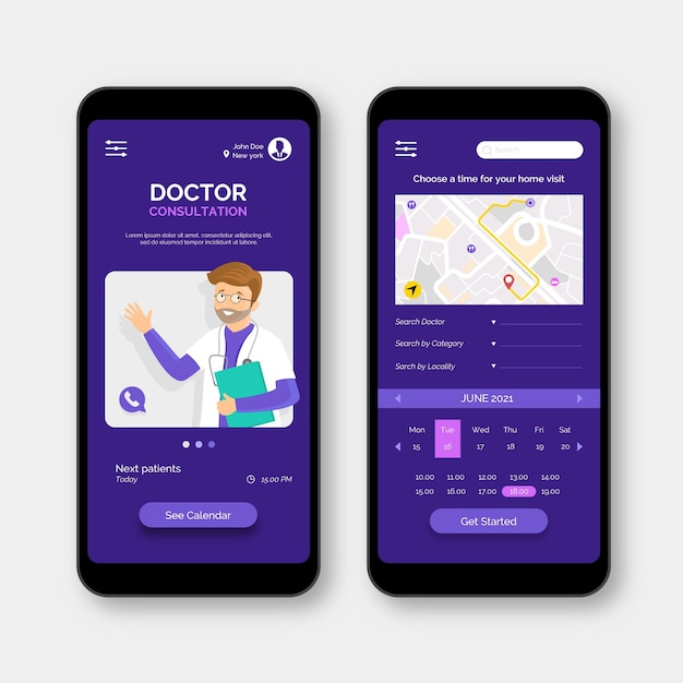 Medical booking app interface template