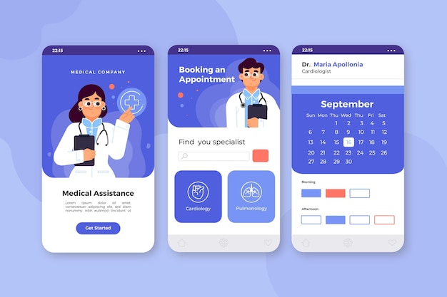 Medical booking app interface