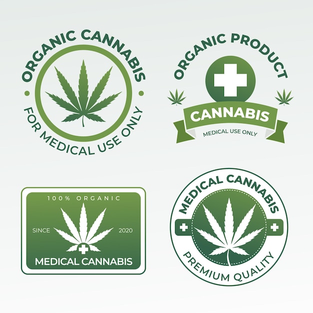 Free Vector medical cannabis badges collection