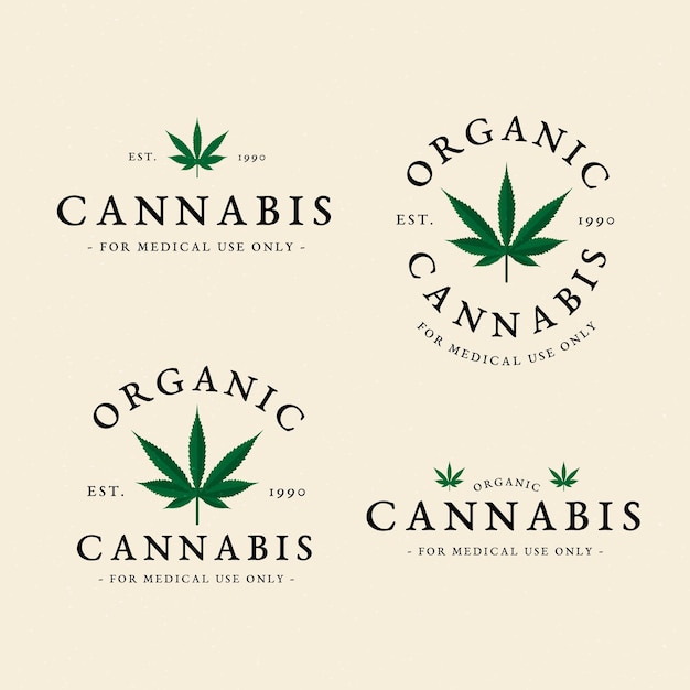 Free vector medical cannabis badges collection