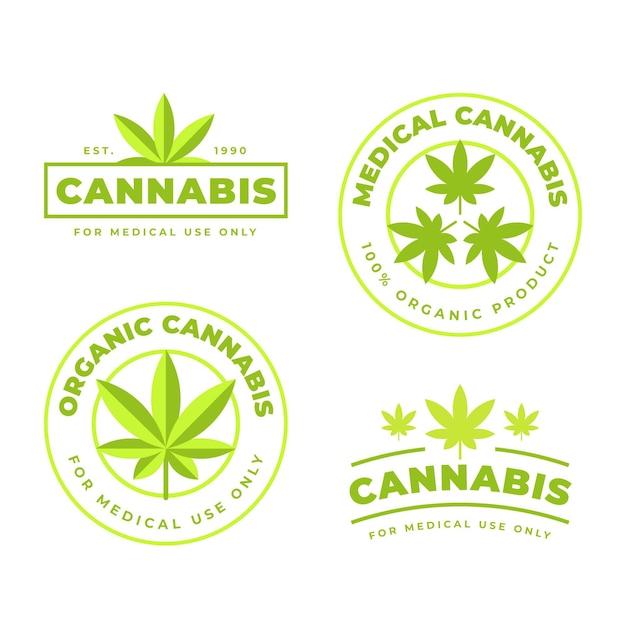 Free Vector medical cannabis badges collection