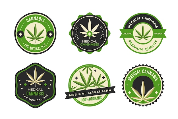 Free vector medical cannabis badges collection