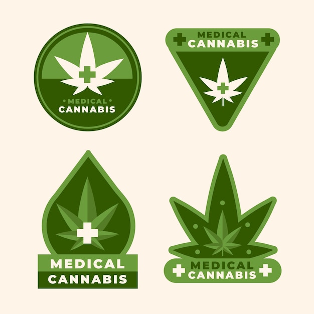 Free vector medical cannabis badges collection