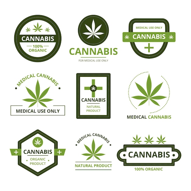 Free vector medical cannabis badges pack