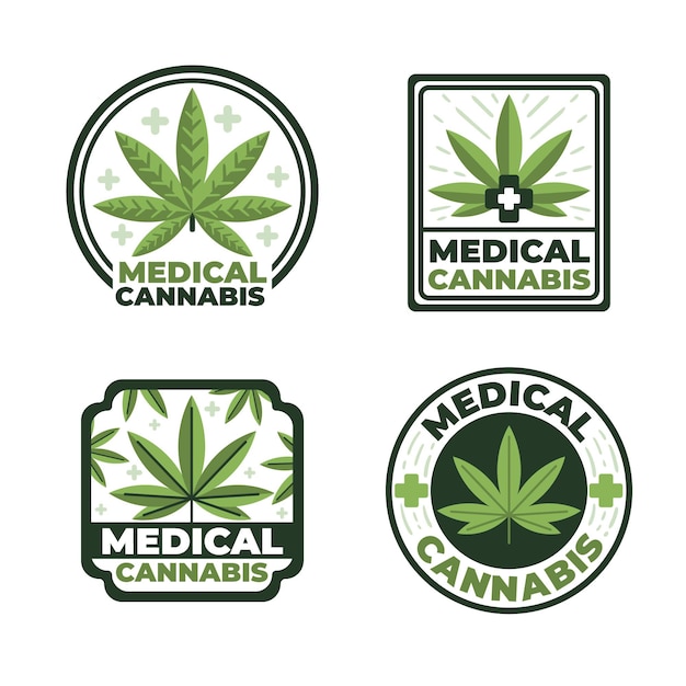 Free Vector medical cannabis badges