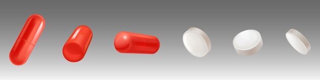 Free Vector medical drugs white tablets and red capsules