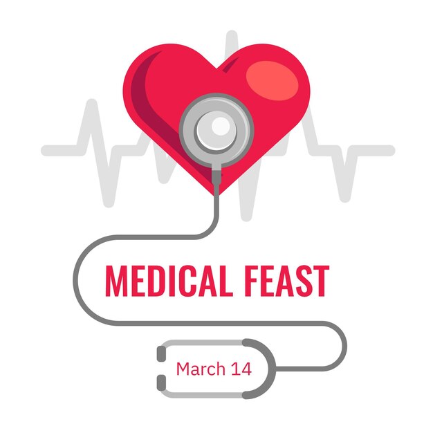 Medical feast illustration with heart and stethoscope