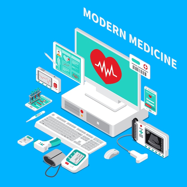 Free Vector medical gadgets isometric composition