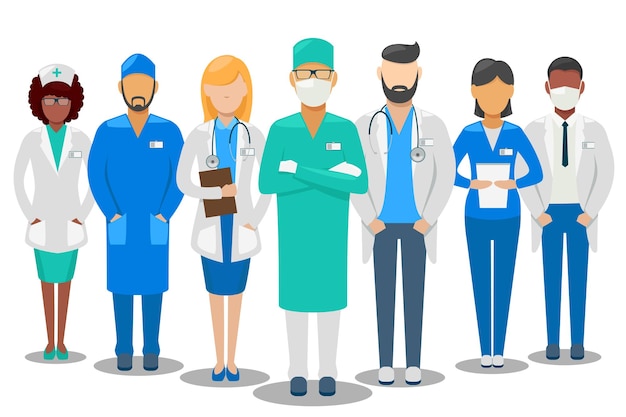 Medical good team. Hospital staff doctors and nurse.   illustration