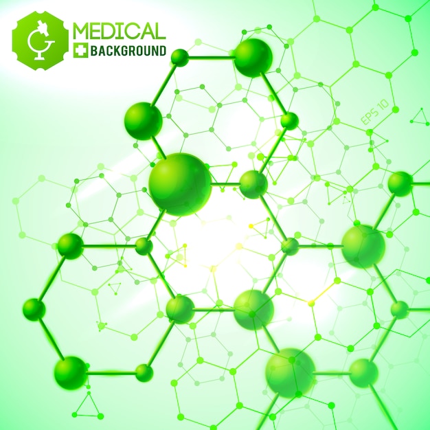 Free vector medical green with medicine and health symbols realistic illustration