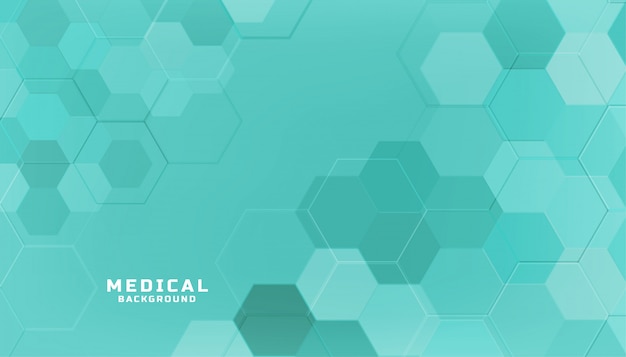 Medical healthcare concept hexagonal background in turquoise color