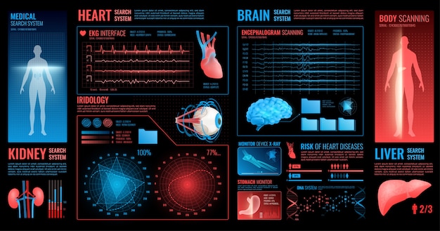 Free Vector medical interface with organs information