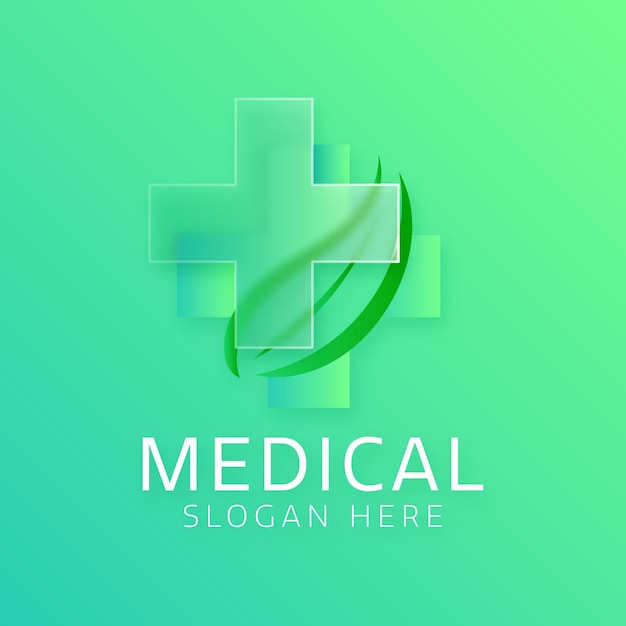 Free Vector medical logo glass morphism vector illustration