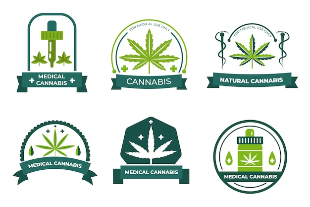 Free Vector medical marijuana badges pack