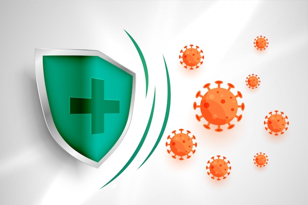 Free Vector medical shield protecting coronavirus to enter background