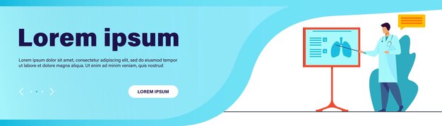 Medical specialist giving information about lungs. Physician, lecture, respiration flat vector illustration