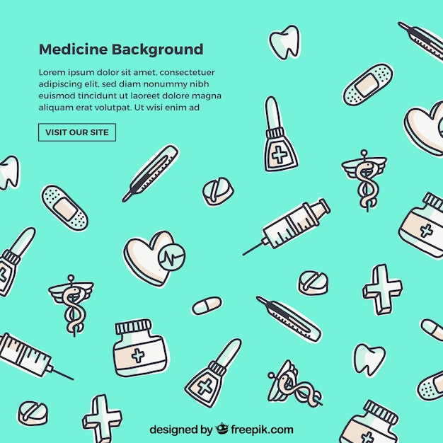 Medicine background in hand drawn style