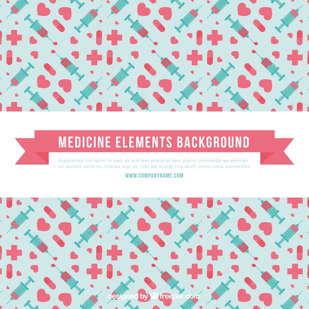 Free vector medicine elements background in flat style