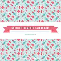 Free vector medicine elements background in flat style