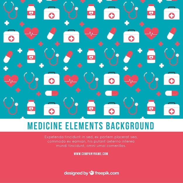 Free Vector medicine elements background in flat style