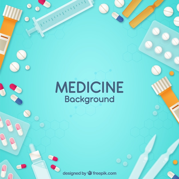 Free Vector medicine elements background in flat style