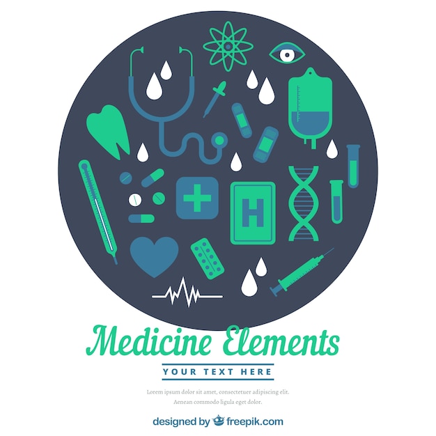 Medicine elements background in flat style