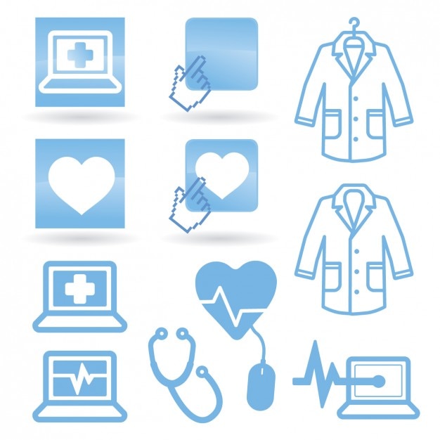 Free vector medicine icons in color blue