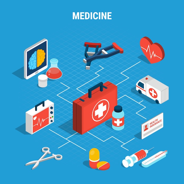 Free Vector medicine isometric flowchart