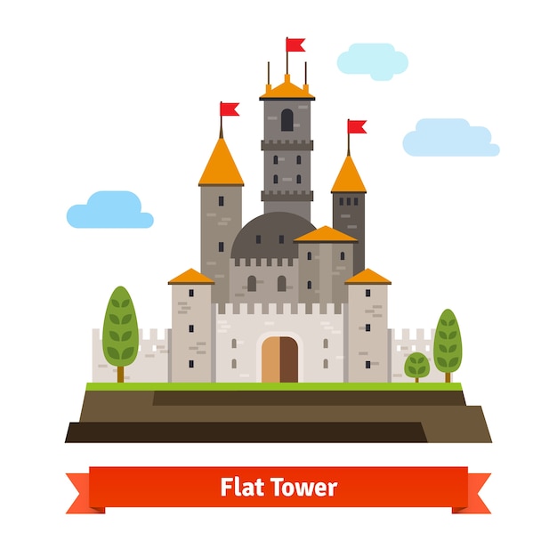 Free Vector medieval fortress with towers