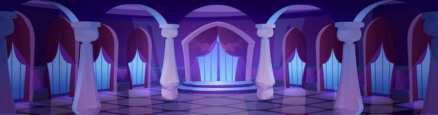 Free Vector medieval royal castle ballroom interior at night