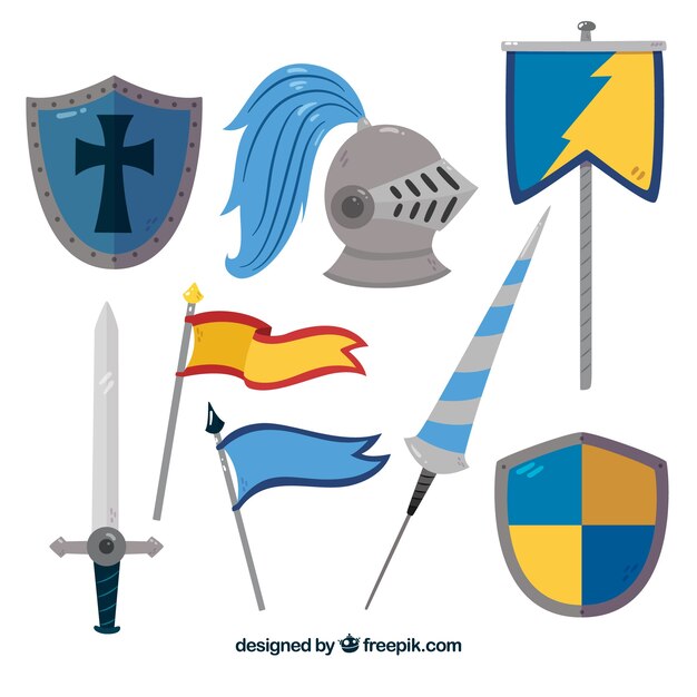 Medieval set of knight elements