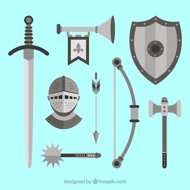 Free Vector medieval weapons with flat design