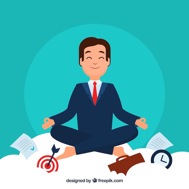 Free vector meditating concept with businessman