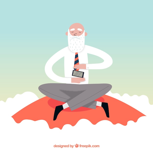 Meditating concept with flat businessman