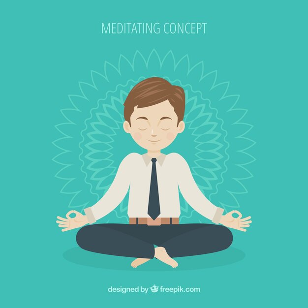 Meditating concept with flat businessman