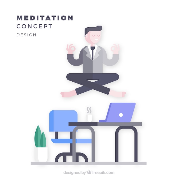 Free Vector meditating concept with flat businessman