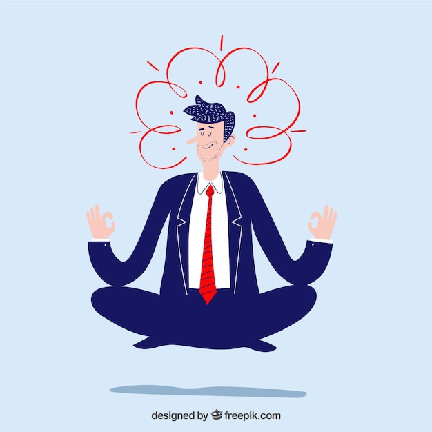 Meditating concept with flat businessman