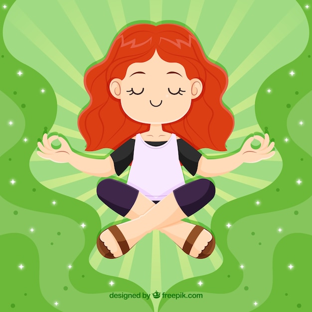 Free Vector meditating concept with hand drawn woman