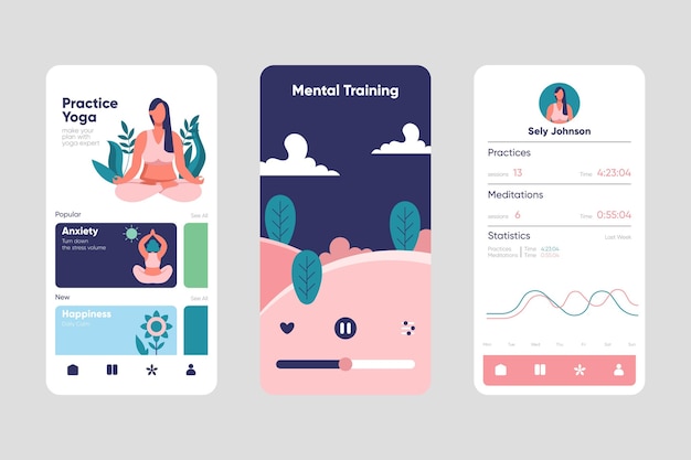 Free Vector meditation app interface concept