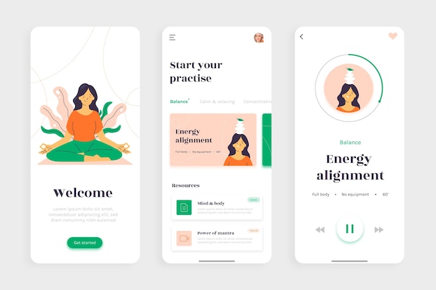 Meditation app interface concept