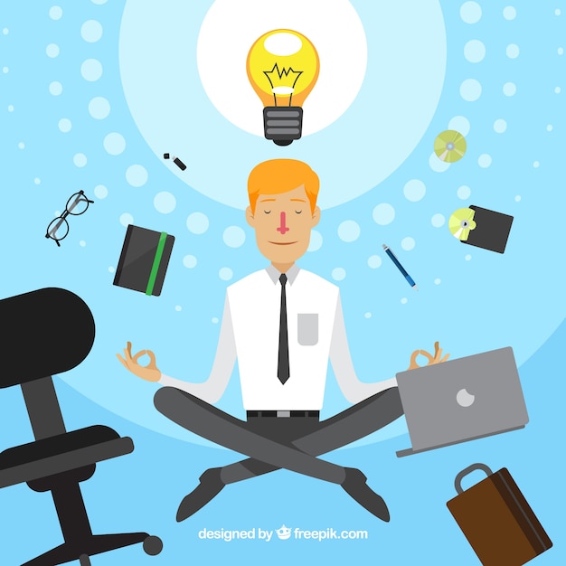 Free Vector meditation concept with businessman