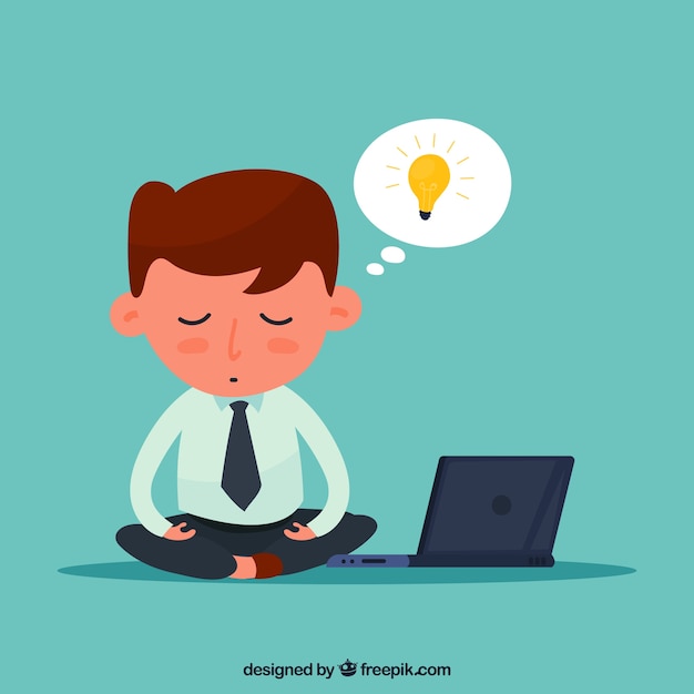 Meditation concept with businessman