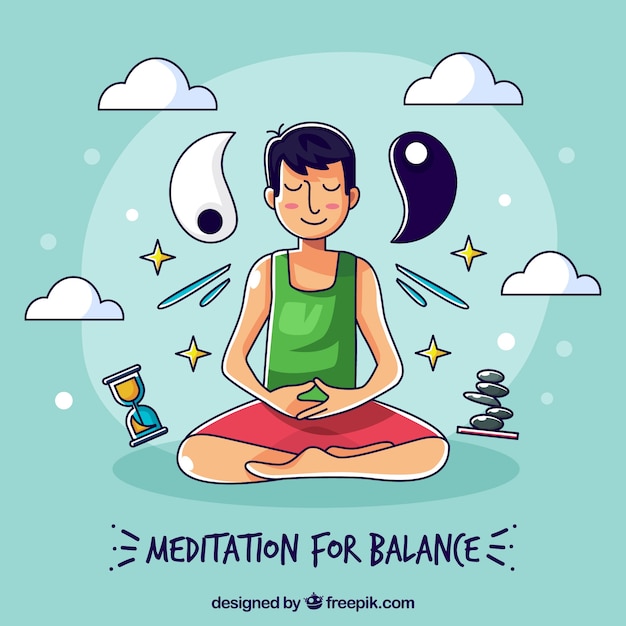 Free Vector meditation concept with hand drawn character