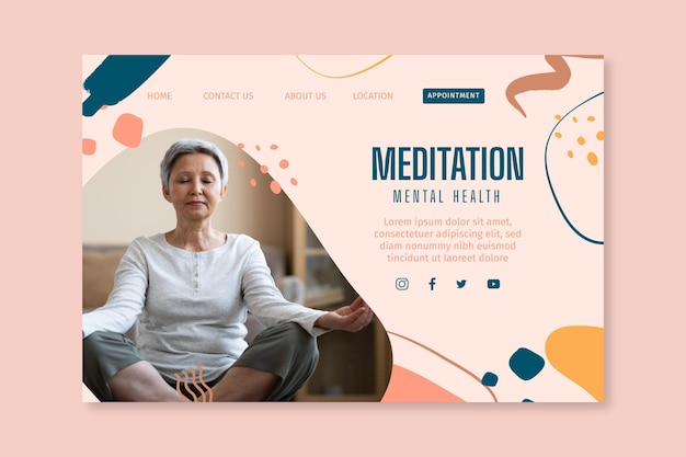 Free Vector meditation and mindfulness landing page